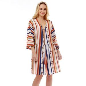 LOF Color Striped Pattern with 4/3 Sleeve Cover Up